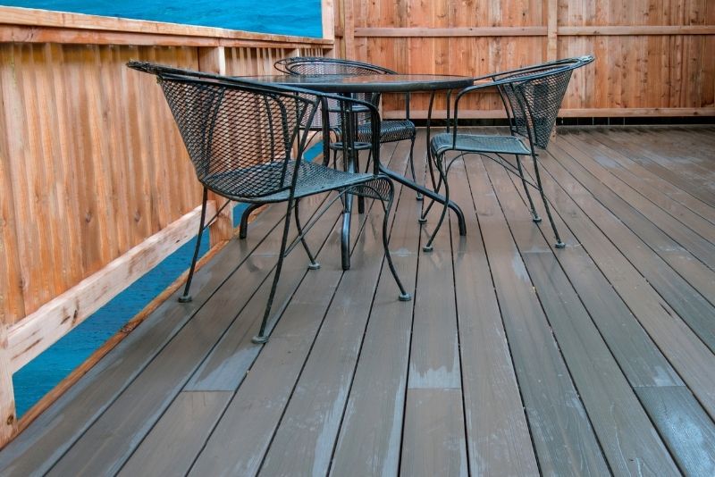 Grey-coloured composite decking