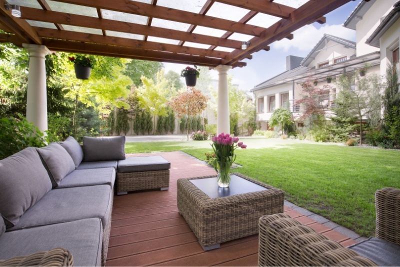 A verandah with a sitting area